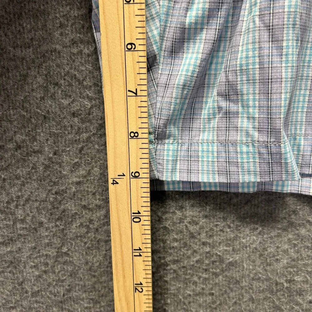 Tommy Bahama Men Plaid Flat Front Shorts Blue Grey Size 42 Nylon Stretch Coastal